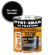 Грунт-эмаль по ржавчине гладкая черная RAL 9005 (2л) Dali