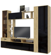 Гостиная Крокус Дуб вотан/Черный глянец