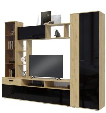 Гостиная Крокус Дуб вотан/Черный глянец