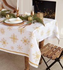 Скатерть "Этель" Золотые снежинки" Размер: 149х220