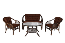 Набор мебели Маркос с подушками (стол+диван+2 кресла) коньяк