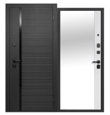 Дверь входная Черное зеркало/Эмалит белый 960х2050 Левая (7,5см)