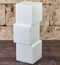 Ваза стеклянная Квадрат Смещенный h30см, белый