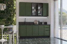 Кухня Николь 2,0 м компановка №1 холст темно-зеленый