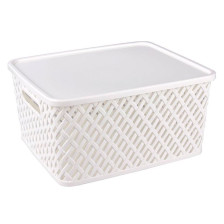 Корзина для хранения 35х29х17,5 белый Плетенка с крышкой М3582