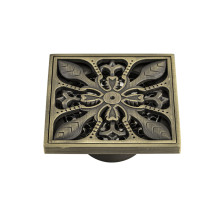 Трап САНАКС 100х100мм вертикальный сухой, решетка листья, бронза 00031-2