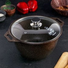 Кастрюля-жаровня антипригарная литая 3 л с крышкой Кофейный мрамор жмк32а