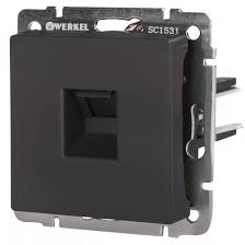 Розетка компьютерная скрытой установки WL08-RJ45+RG45 черная