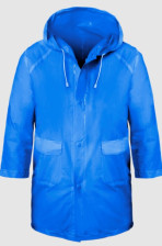 Плащ-дождевик детский (7-8 лет) ПВХ голубой, на кнопках, Komfi