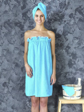 Набор для сауны махровый женский ДМ голубой