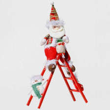 Фигура новогодняя Дед Мороз 80см на лесенке AKK007A