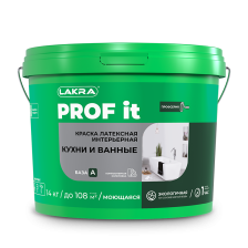 Краска латексная для кухни и ванной PROF IT белая база А (3кг) Лакра