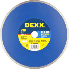 Диск алмазный 230х22,2мм Clean Aqua Cut сплошной по керамограниту мрамору плитке DEXX 36703-230