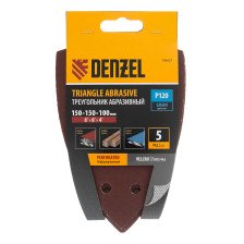 Лист шлифовальный дельтавидный 150x150x100мм P120 11 отв липучка 5шт Denzel 738627