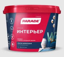 Краска для стен и потолков ИНТЕРЬЕР W3 белая матовая (9л) Parade