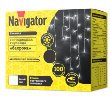 Гирлянда "Бахрома" 2х0,5м 100LED холодный белый IP44 61842 NGF-I01
