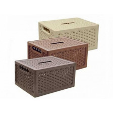 Корзина для хранения 37х28х19 Ротанг бежевый с крышкой М2375