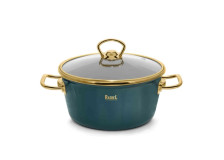 Кастрюля эмалированная 3.5 л RASHEL зелёный/золото R0422