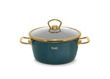 Кастрюля эмалированная 3.5 л RASHEL зелёный/золото R0422