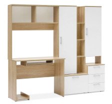 Стол компьютерный №6 Белый глянцевый/Дуб сонома