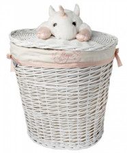 Корзина бельевая овальная "Единорог" белый Д490, Ш360, В550