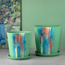 Горшок керамический с поддоном Конус Водопад зеленый №2 d 12 см h 12 см 0,9л 