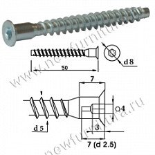 Евровинт 5,0х50 стальной, оцинкованный 