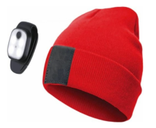 Шапка с фонариком красная (фонарь 68х40х23мм снимается; аккумулятор 3,7В/200мАхч) 3 режима) КОСРНat2_red
