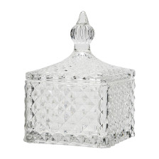 Шкатулка стеклянная с крышкой Д100 Ш100 В145 прозрачный