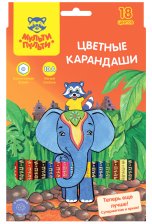 Карандаши цветные 18 цв Мульти-Пульти Енот в Индии заточенные