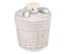 Корзина для белья овальная 37х37х40см "Медвежонок голубой" EW-33M