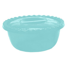 Миска пластмассовая 3,0 л круглая с крышкой, аквамарин М1316