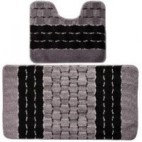 Комплект ковриков для ванной комнаты BANYOLIN SILVER из 2 шт 60х100/50х60см 11мм (черный) 1/25