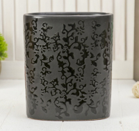 Ваза керамическая Черные кружева овал 18,5х16х9,5см 863610