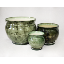 Горшок керамический с поддоном Элегант 15х16см зеленый