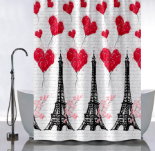 Штора для ванной комнаты 180х180см САНАКС ПАРИЖ и ВОЗДУШНЫЕ ШАРЫ, без колец 01-121