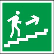 Знак E15 Направление к эвакуационному выходу по лестнице вверх левосторонний  на пленке