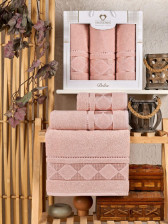 Набор полотенец махровых 3 шт 50х90/2 + 70х140 Delta пудра Two Dolphins