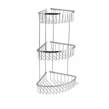 Полка нерж сталь САНАКС угловая овал 3-ярусная 25х22х18см хром 75058