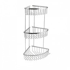 Полка нерж сталь САНАКС угловая овал 3-ярусная 25х22х18см хром 75058