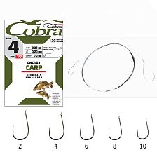 Крючки с поводком Cobra CARP 70см 0,14мм разм10 (10шт) CNC101-010