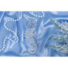 Украшение новогоднее Морской конек пластик 14х5,5см перламутр 374-344