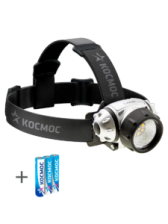 Фонарь налобный Космос Н19-LED режим яркости и мигающий режим (1W XPE LED+6 SMD LED 3xAAA)