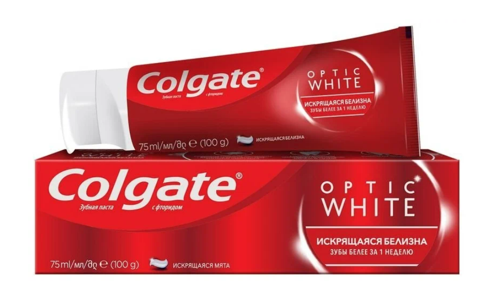 Colgate паста купить. Зубная паста Colgate Optic White. Паста Colgate отбеливающая. Зубная паста Colgate Optic White, Китай, 75 мл. Colgate Optic White искрящаяся белизна отбеливающая.