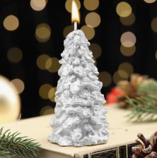 Свеча Новогодняя Сказочная елочка 5,5х10см серебро 221-053