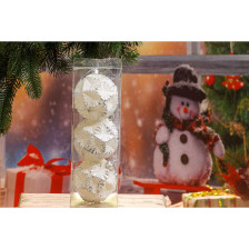 Набор украшений новогодних Шар 8см 3шт Иней с серебряными гранями A0-18003W+S8