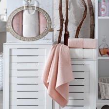 Набор полотенец махровых 3 шт 50х90 + 70х140 пудра Lenny Two Dolphins 