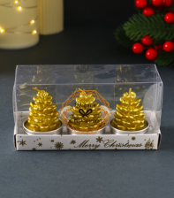 Набор Новогодних свечей Шишка золотая 4х6см 3 шт 4385137