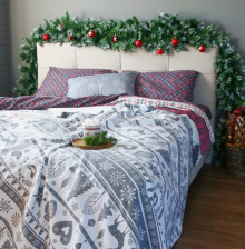 Покрывало рогожка Скандинавский Серый Этель Размер: 180х215