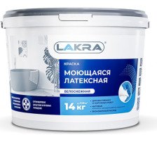Краска латексная моющаяся белоснежная для наружных и внутренних работ (14кг) Лакра